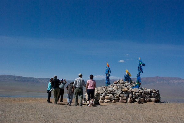 To get an overview of the area, Batsaikhan took us up to this high point which had a large ovoo.
