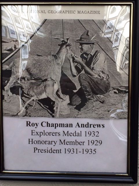 Roy Chapman Andrews' photo on the wall of those who have served as President of the Explorers Club